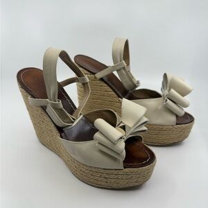 Women's Valentino Rockstud Espadrille Wedge 40 tan